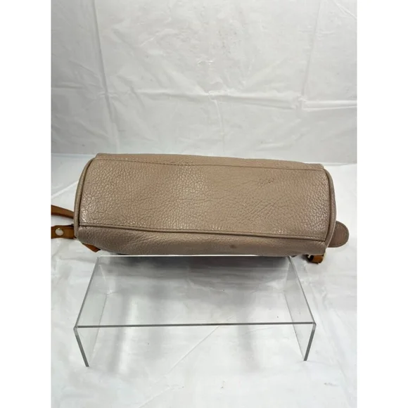 Valentina Beige Pebbled Leather Shoulder Bag Small - Picture 5 of 15